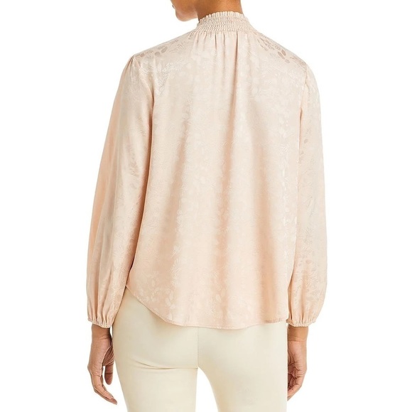 Chenault Smocked Tie Neck Jacquard Top L NWT - Picture 2 of 8